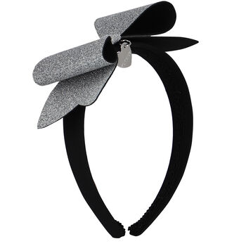 Girls Black & Silver Bow Headband